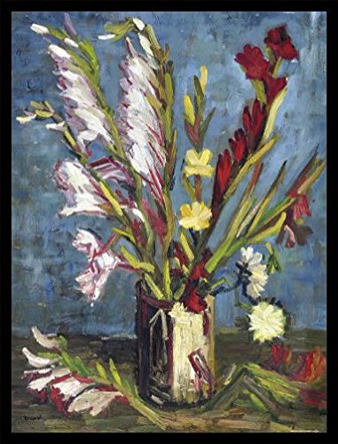 Vincent Van Gogh Poster Kunstdruck Bild und MDF-Rahmen Schwarz - Vase Mit Gladiolen, 1886 (80 x 60cm) von 1art1