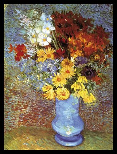 Vincent Van Gogh Poster Kunstdruck Bild und MDF-Rahmen Schwarz - Vase Mit Margeriten Und Anemonen, 1887 (80 x 60cm) von 1art1