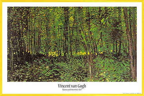 1art1 Vincent Van Gogh Poster Plakat | Bild und Kunststoff-Rahmen - Bäume Und Unterholz, 1887 (91 x 61cm) von 1art1