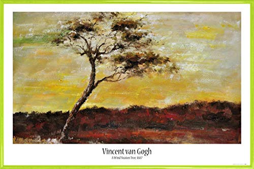 1art1 Vincent Van Gogh Poster Plakat | Bild und Kunststoff-Rahmen - Baum, Vom Wind Gepeitscht, 1883 (91 x 61cm) von 1art1