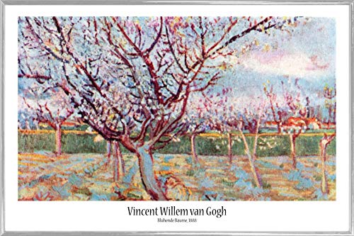 1art1 Vincent Van Gogh Poster Plakat | Bild und Kunststoff-Rahmen - Blühende Bäume, 1888 (91 x 61cm) von 1art1