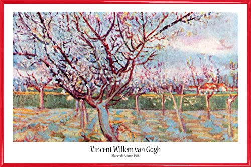 1art1 Vincent Van Gogh Poster Plakat | Bild und Kunststoff-Rahmen - Blühende Bäume, 1888 (91 x 61cm) von 1art1