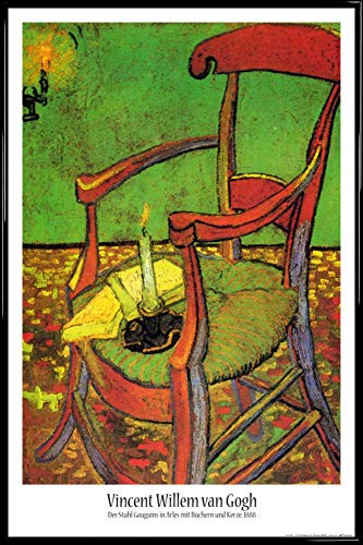 1art1 Vincent Van Gogh Poster Plakat | Bild und Kunststoff-Rahmen - Der Stuhl Gauguins In Arles Mit Büchern Und Kerze, 1888 (91 x 61cm) von 1art1
