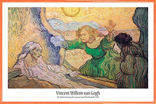 1art1 Vincent Van Gogh Poster Plakat | Bild und Kunststoff-Rahmen - Die Auferweckung des Lazarus Nach Rembrandt, 1890 (91 x 61cm) von 1art1