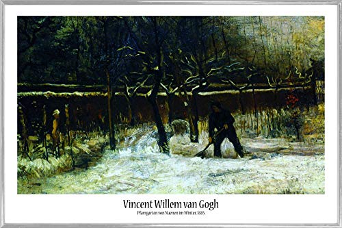 1art1 Vincent Van Gogh Poster Plakat | Bild und Kunststoff-Rahmen - Pfarrgarten Von Nuenen Im Schnee, 1885 (91 x 61cm) von 1art1