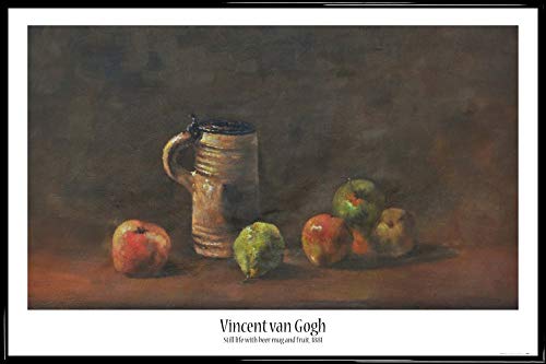 1art1 Vincent Van Gogh Poster Plakat | Bild und Kunststoff-Rahmen - Stillleben Mit Bierkrug Und Früchten, 1881 (91 x 61cm) von 1art1