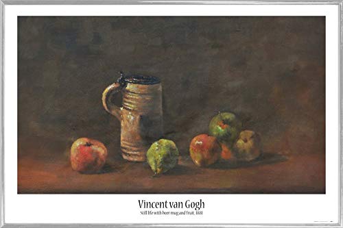 1art1 Vincent Van Gogh Poster Plakat | Bild und Kunststoff-Rahmen - Stillleben Mit Bierkrug Und Früchten, 1881 (91 x 61cm) von 1art1