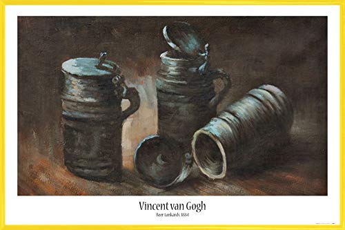 1art1 Vincent Van Gogh Poster Plakat | Bild und Kunststoff-Rahmen - Stillleben Mit DREI Bierkrügen, 1884 (91 x 61cm) von 1art1