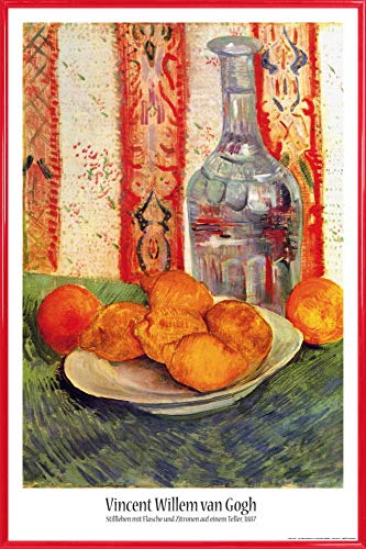 1art1 Vincent Van Gogh Poster Plakat | Bild und Kunststoff-Rahmen - Stillleben Mit Flasche Und Zitronen Auf Einem Teller (91 x 61cm) von 1art1