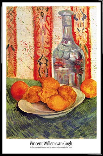 1art1 Vincent Van Gogh Poster Plakat | Bild und Kunststoff-Rahmen - Stillleben Mit Flasche Und Zitronen Auf Einem Teller (91 x 61cm) von 1art1