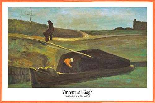 1art1 Vincent Van Gogh Poster Plakat | Bild und Kunststoff-Rahmen - Torfboot Mit Zwei Figuren, 1883 (91 x 61cm) von 1art1