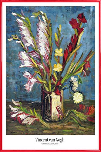 1art1 Vincent Van Gogh Poster Plakat | Bild und Kunststoff-Rahmen - Vase Mit Gladiolen, 1886 (91 x 61cm) von 1art1