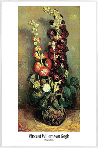 1art1 Vincent Van Gogh Poster Plakat | Bild und Kunststoff-Rahmen - Vase Mit Malven, 1886 (91 x 61cm) von 1art1