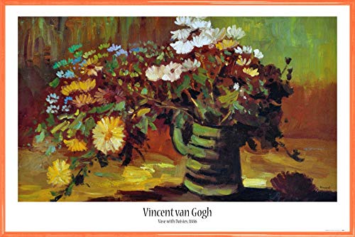 1art1 Vincent Van Gogh Poster Plakat | Bild und Kunststoff-Rahmen - Vase Mit Margeriten, 1886 (91 x 61cm) von 1art1