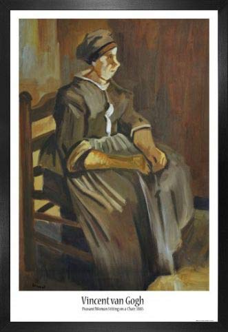 1art1 Vincent Van Gogh Poster Plakat | Bild und MDF-Rahmen - Bäuerin Auf Einem Stuhl Sitzend, 1885 (91 x 61cm) von 1art1