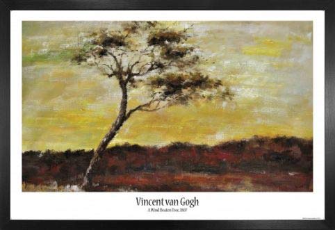 1art1 Vincent Van Gogh Poster Plakat | Bild und MDF-Rahmen - Baum, Vom Wind Gepeitscht, 1883 (91 x 61cm) von 1art1