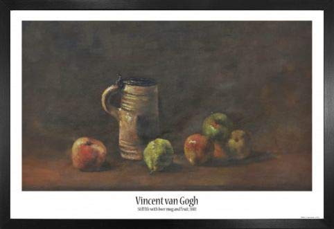 1art1 Vincent Van Gogh Poster Plakat | Bild und MDF-Rahmen - Stillleben Mit Bierkrug Und Früchten, 1881 (91 x 61cm) von 1art1
