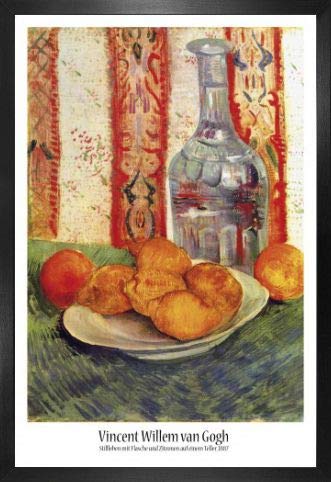 1art1 Vincent Van Gogh Poster Plakat | Bild und MDF-Rahmen - Stillleben Mit Flasche Und Zitronen Auf Einem Teller (91 x 61cm) von 1art1