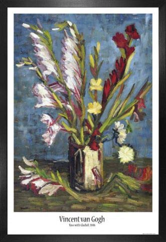 1art1 Vincent Van Gogh Poster Plakat | Bild und MDF-Rahmen - Vase Mit Gladiolen, 1886 (91 x 61cm) von 1art1