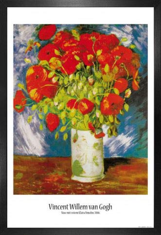 1art1 Vincent Van Gogh Poster Plakat | Bild und MDF-Rahmen - Vase Mit Rotem Klatschmohn, 1886 (91 x 61cm) von 1art1