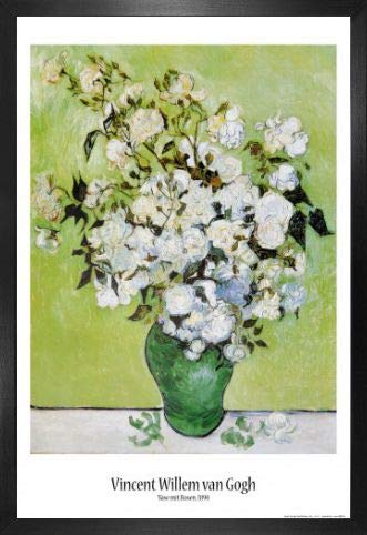 1art1 Vincent Van Gogh Poster Plakat | Bild und MDF-Rahmen - Vase Mit Weißen Rosen, 1890 (91 x 61cm) von 1art1