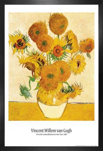 1art1 Vincent Van Gogh Poster Plakat | Bild und MDF-Rahmen - Vierzehn Sonnenblumen In Einer Vase, 1888 (91 x 61cm) von 1art1