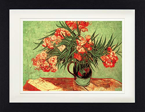 1art1 Vincent Van Gogh Poster Stillleben, Vase Mit Oleander Und Büchern, 1888 Gerahmtes Bild Mit Edlem Passepartout | Wand-Bilder | Im Bilderrahmen 40x30 cm von 1art1