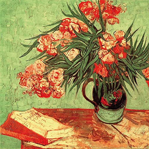 1art1 Vincent Van Gogh Poster Stillleben, Vase Mit Oleander Und Büchern, 1888 Kunstdruck Bild 100x100 cm von 1art1