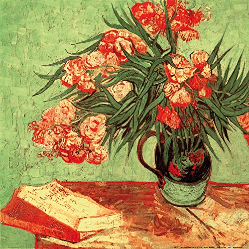 1art1 Vincent Van Gogh Poster Stillleben, Vase Mit Oleander Und Büchern, 1888 Kunstdruck Bild 40x40 cm von 1art1