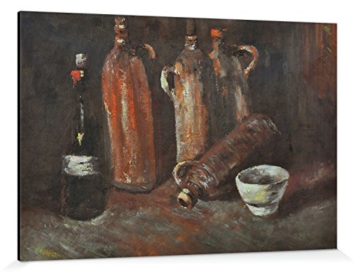 1art1 Vincent Van Gogh Poster Stillleben Mit Vier Krügen, Flasche Und Weißem Napf, 1884 Bilder Leinwand-Bild Auf Keilrahmen | XXL-Wandbild Poster Kunstdruck Als Leinwandbild 180x120 cm von 1art1