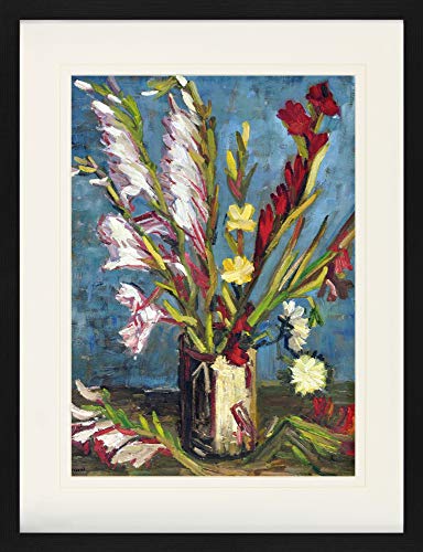 1art1 Vincent Van Gogh Poster Vase Mit Gladiolen, 1886 Gerahmtes Bild Mit Edlem Passepartout | Wand-Bilder | Im Bilderrahmen 80x60 cm von 1art1