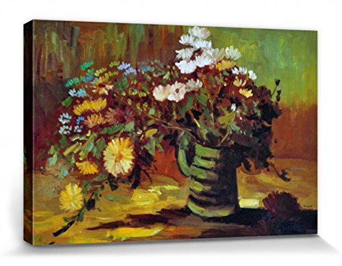 1art1 Vincent Van Gogh Poster Vase Mit Margeriten, 1886 Bilder Leinwand-Bild Auf Keilrahmen | XXL-Wandbild Poster Kunstdruck Als Leinwandbild 120x80 cm von 1art1