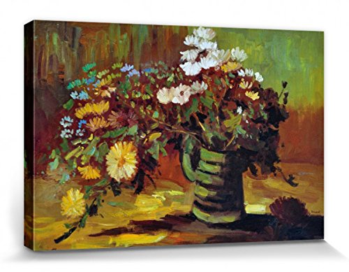 1art1 Vincent Van Gogh Poster Vase Mit Margeriten, 1886 Bilder Leinwand-Bild Auf Keilrahmen | XXL-Wandbild Poster Kunstdruck Als Leinwandbild 30x20 cm von 1art1