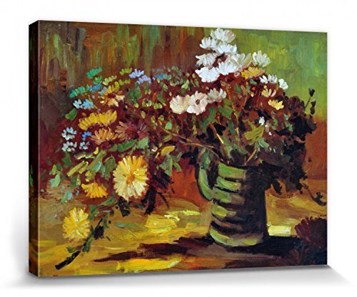 1art1 Vincent Van Gogh Poster Vase Mit Margeriten, 1886 Bilder Leinwand-Bild Auf Keilrahmen | XXL-Wandbild Poster Kunstdruck Als Leinwandbild 40x30 cm von 1art1