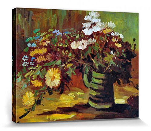 1art1 Vincent Van Gogh Poster Vase Mit Margeriten, 1886 Bilder Leinwand-Bild Auf Keilrahmen | XXL-Wandbild Poster Kunstdruck Als Leinwandbild 50x40 cm von 1art1