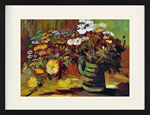 1art1 Vincent Van Gogh Poster Vase Mit Margeriten, 1886 Gerahmtes Bild Mit Edlem Passepartout | Wand-Bilder | Im Bilderrahmen 80x60 cm von 1art1