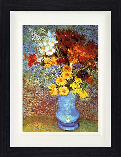 1art1 Vincent Van Gogh Poster Vase Mit Margeriten Und Anemonen, 1887 Gerahmtes Bild Mit Edlem Passepartout | Wand-Bilder | Im Bilderrahmen 40x30 cm von 1art1