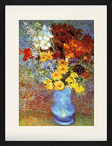 1art1 Vincent Van Gogh Poster Vase Mit Margeriten Und Anemonen, 1887 Gerahmtes Bild Mit Edlem Passepartout | Wand-Bilder | Im Bilderrahmen 80x60 cm von 1art1