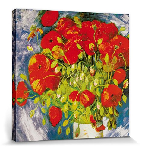 1art1 Vincent Van Gogh Poster Vase Mit Rotem Klatschmohn, 1886 Bilder Leinwand-Bild Auf Keilrahmen | XXL-Wandbild Poster Kunstdruck Als Leinwandbild 70x70 cm von 1art1