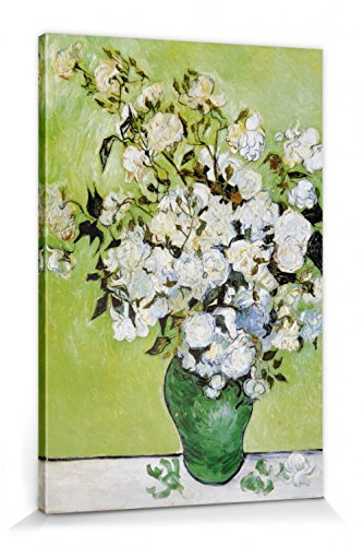 1art1 Vincent Van Gogh Poster Vase Mit Weißen Rosen, 1890 Bilder Leinwand-Bild Auf Keilrahmen | XXL-Wandbild Poster Kunstdruck Als Leinwandbild 180x120 cm von 1art1