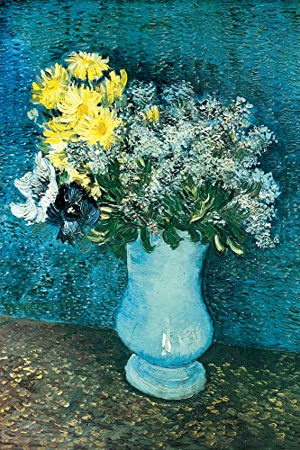 1art1 Vincent Van Gogh Poster Vase mit Flieder, Margeriten und Anemonen, 1887 Bilder Leinwand-Bild Auf Keilrahmen | XXL-Wandbild Poster Kunstdruck Als Leinwandbild 120x80 cm von 1art1