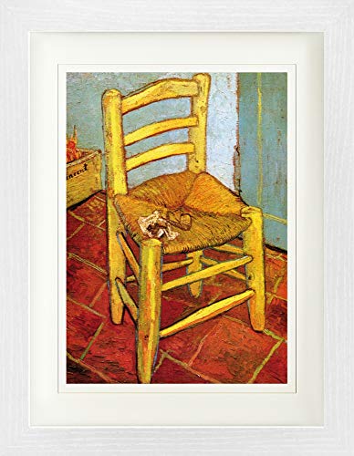 1art1 Vincent Van Gogh Poster Vincents Stuhl Mit Pfeife, 1888 Gerahmtes Bild Mit Edlem Passepartout | Wand-Bilder | Im Bilderrahmen 40x30 cm von 1art1