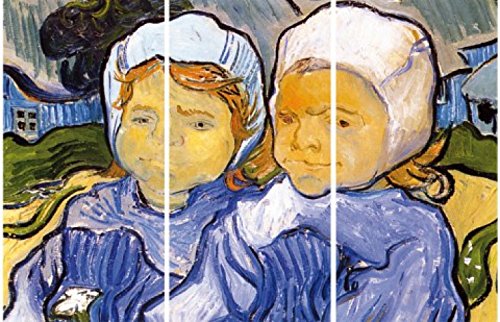 1art1 Vincent Van Gogh Poster Zwei Kinder, 1890, 3-Teilig Bilder Leinwand-Bild Auf Keilrahmen | XXL-Wandbild Poster Kunstdruck Als Leinwandbild 120x80 cm von 1art1