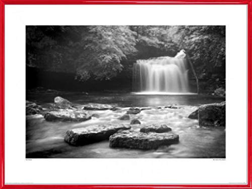 1art1 Wasserfälle Poster Kunstdruck Bild und Kunststoff-Rahmen - West Burton Falls, Yorkshire, Rod Edwards (80 x 60cm) von 1art1