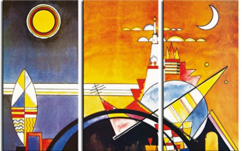 1art1 Wassily Kandinsky Poster Das Große Tor Von Kiew, 1928, 3-Teilig Bilder Leinwand-Bild Auf Keilrahmen | XXL-Wandbild Poster Kunstdruck Als Leinwandbild 180x120 cm von 1art1