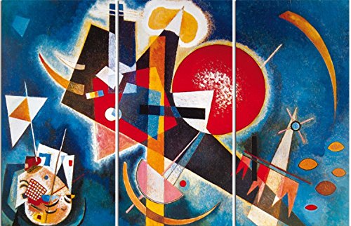 1art1 Wassily Kandinsky Poster Im Blau, 1925, 3-Teilig Bilder Leinwand-Bild Auf Keilrahmen | XXL-Wandbild Poster Kunstdruck Als Leinwandbild 120x80 cm von 1art1