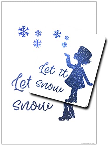 1art1 Weihnachten, Let It Snow 1 Kunstdruck Bild (120x80 cm) + 1 Mauspad (23x19 cm) Geschenkset von 1art1