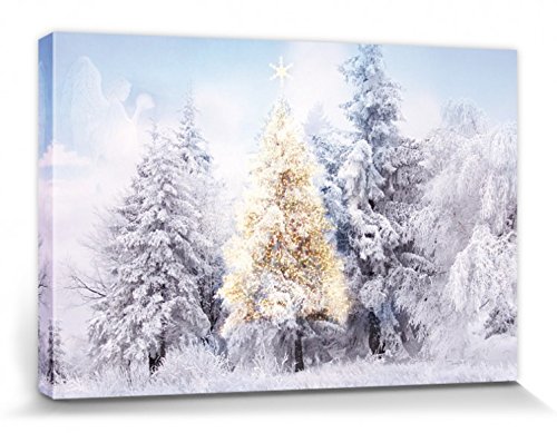 1art1 Weihnachten Poster Im Verschneiten Winterwald Bilder Leinwand-Bild Auf Keilrahmen | XXL-Wandbild Poster Kunstdruck Als Leinwandbild 30x20 cm von 1art1