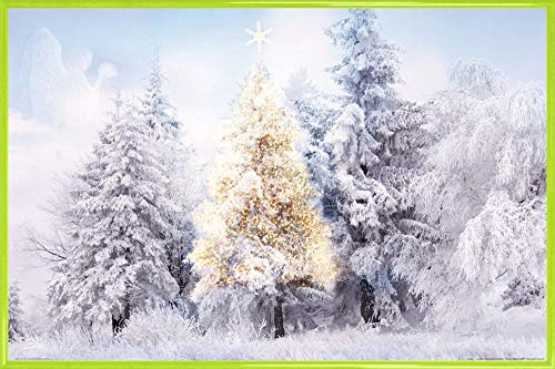 1art1 Weihnachten Poster Plakat | Bild und Kunststoff-Rahmen - Im Verschneiten Winterwald (91 x 61cm) von 1art1