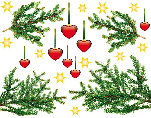 1art1 Weihnachten Tannenzweige Mit Herz Aufkleber Poster-Sticker Für Fenster 65x50 cm von 1art1